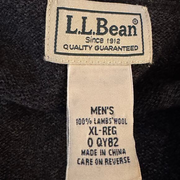 Vtg L.L. Bean XL Charcoal Gray 100% Lambs Wool Grandpa V-Neck Cardigan Sweater - Picture 7 of 8